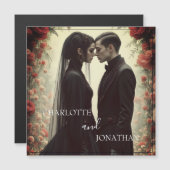 Romantische Hochzeit in Schwarz Magnetkarte (Vorne/Hinten)