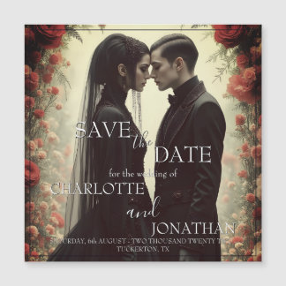 Romantische Hochzeit in Schwarz Magnetkarte