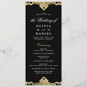 Romantische Hochzeit in Schwarz und Gold Programm