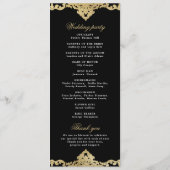 Romantische Hochzeit in Schwarz und Gold Programm (Rückseite)