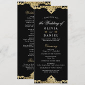 Romantische Hochzeit in Schwarz und Gold Programm (Vorne/Hinten)
