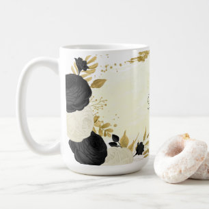 Romantische Hochzeit in Schwarz-Weiß-Blume Kaffeetasse