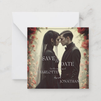 Romantische Hochzeit in schwarzer Eleganz Mitteilungskarte