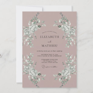Romantische Hochzeit in zartem Mauve Einladung