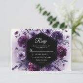 Romantische Hochzeit Lila Blumen RSVP Karte (Stehend Vorderseite)