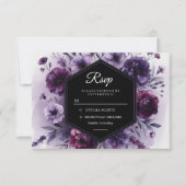 Romantische Hochzeit Lila Blumen RSVP Karte (Vorderseite)