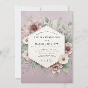 Romantische Hochzeit Mauve Blossom Einladung