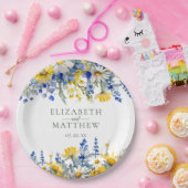 Romantische Hochzeit mit blauen Gelbtönen Wildblum Pappteller (Party)