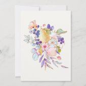 Romantische Hochzeit mit blauen rosa Früchten Einladung (Rückseite)