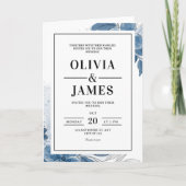 Romantische Hochzeit mit Blauer Flora, elegante Ho Einladung (Vorderseite)