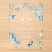 Romantische Hochzeit mit blauer Wasserfarbe Acryleinladungen (Vorderseite)