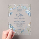 Romantische Hochzeit mit blauer Wasserfarbe Acryleinladungen (Insitu (Handheld))