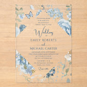 Romantische Hochzeit mit blauer Wasserfarbe Acryleinladungen (Vorderseite)