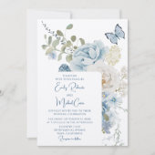 Romantische Hochzeit mit blauer Wasserfarbe Einladung (Vorderseite)