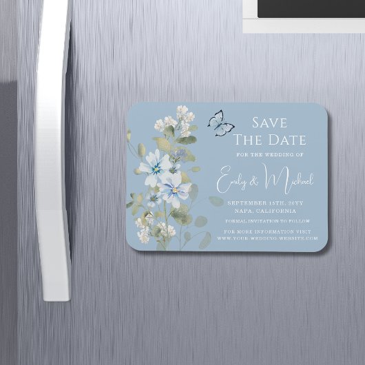 Romantische Hochzeit mit blauer Wasserfarbe Magnet