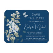 Romantische Hochzeit mit blauer Wasserfarbe Magnet (Horizontal)