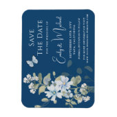 Romantische Hochzeit mit blauer Wasserfarbe Magnet (Vertikal)