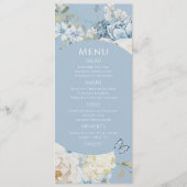 Romantische Hochzeit mit blauer Wasserfarbe Menükarte (Vorderseite)