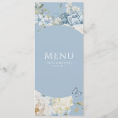 Romantische Hochzeit mit blauer Wasserfarbe Menükarte (Rückseite)