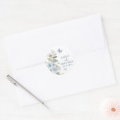 Romantische Hochzeit mit blauer Wasserfarbe Runder Aufkleber (Umschlag)