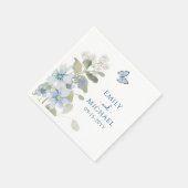 Romantische Hochzeit mit blauer Wasserfarbe Serviette (Ecke)
