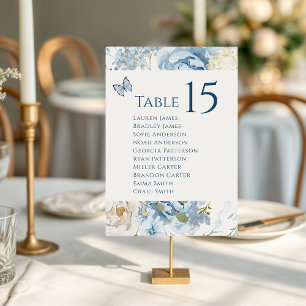 Romantische Hochzeit mit blauer Wasserfarbe Tischnummer