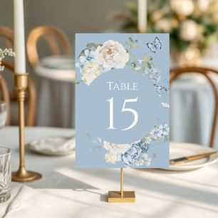 Romantische Hochzeit mit blauer Wasserfarbe Tischnummer