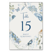 Romantische Hochzeit mit blauer Wasserfarbe Tischnummer (Vorderseite)