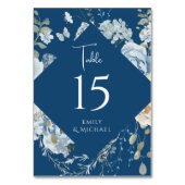 Romantische Hochzeit mit blauer Wasserfarbe Tischnummer (Vorderseite)