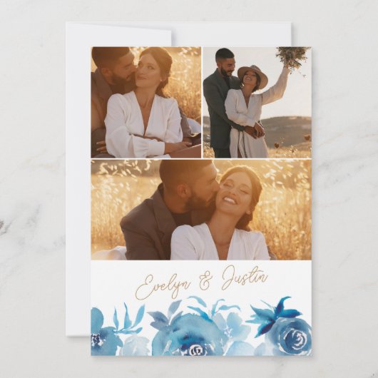 Romantische Hochzeit mit blühender Wasserfarbe Einladung (Rückseite)