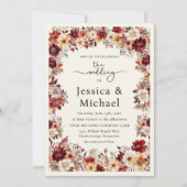 Romantische Hochzeit mit Burgund Cream Watercolor Einladung (Vorderseite)