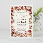 Romantische Hochzeit mit Burgund Cream Watercolor Einladung (Stehend Vorderseite)