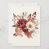 Romantische Hochzeit mit Burgund Cream Watercolor Einladung (Rückseite)