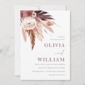 Romantische Hochzeit mit Burgund und Blush Boho Einladung (Vorderseite)