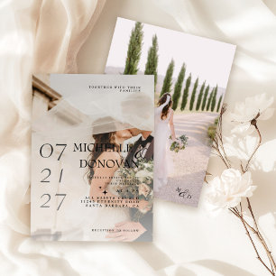 Romantische Hochzeit mit elegantem White Overlay F Einladung