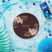 Romantische Hochzeit mit floralem Burgund Pappteller (Party)