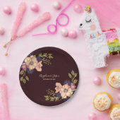 Romantische Hochzeit mit floralem Burgund Pappteller (Party)