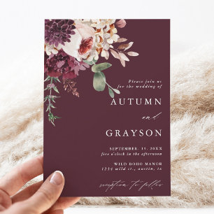 Romantische Hochzeit mit floralen Farben im Herbst Einladung