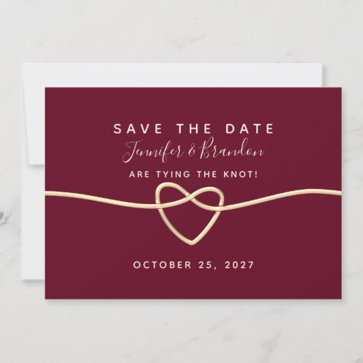 Romantische Hochzeit mit Gold und Burgund Save The Date (Vorderseite)