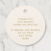 Romantische Hochzeit mit Gold und Elfenbeincreme V Geschenkanhänger (Rückseite)