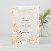 Romantische Hochzeit mit Gold und Eukalyptus Save The Date (Stehend Vorderseite)