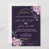 Romantische Hochzeit mit Lila Wasserfarbe Einladung (Vorderseite)