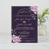 Romantische Hochzeit mit Lila Wasserfarbe Einladung (Stehend Vorderseite)