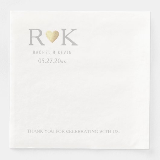 Romantische Hochzeit Mit Monogramm Serviette (Vorderseite)