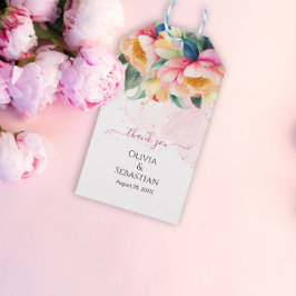 Romantische Hochzeit mit Peony Watercolor Geschenkanhänger