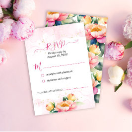 Romantische Hochzeit mit Peony Watercolor RSVP Karte