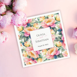 Romantische Hochzeit mit Peony Watercolor Serviette