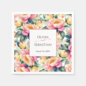 Romantische Hochzeit mit Peony Watercolor Serviette (Vorderseite)