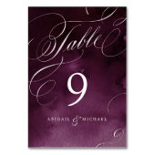 Romantische Hochzeit mit Pflaumenkalligrafie Tischnummer (Rückseite)