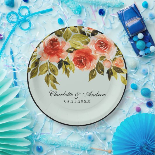 Romantische Hochzeit mit Rot und Grün Pappteller (Party)